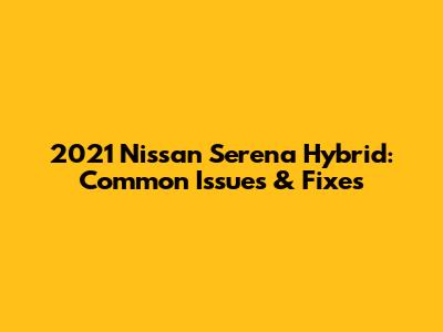 2021 Nissan Serena Hybrid: Common Issues & Fixes