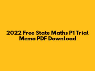 2022 Free State Maths P1 Trial Memo PDF Download