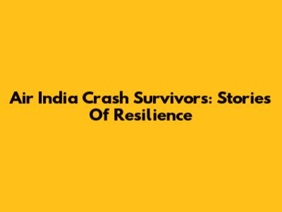 Air India Crash Survivors: Stories Of Resilience