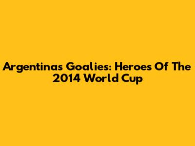 Argentina's Goalies: Heroes Of The 2014 World Cup
