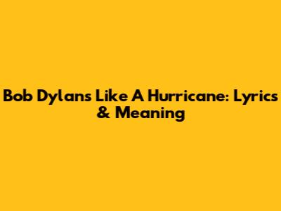 Bob Dylan's 'Like A Hurricane': Lyrics & Meaning