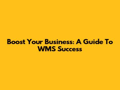 Boost Your Business: A Guide To WMS Success