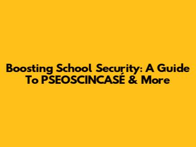 Boosting School Security: A Guide To PSEOSCINCASÉ & More