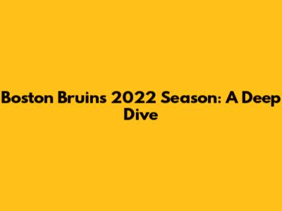 Boston Bruins 2022 Season: A Deep Dive