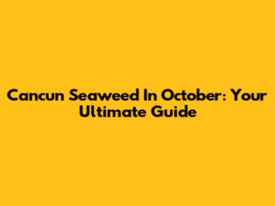 Cancun Seaweed In October: Your Ultimate Guide