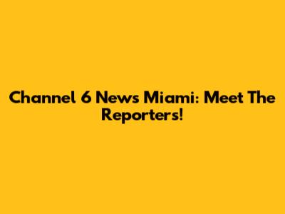 Channel 6 News Miami: Meet The Reporters!