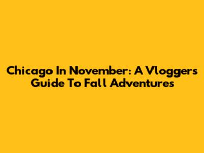 Chicago In November: A Vlogger's Guide To Fall Adventures