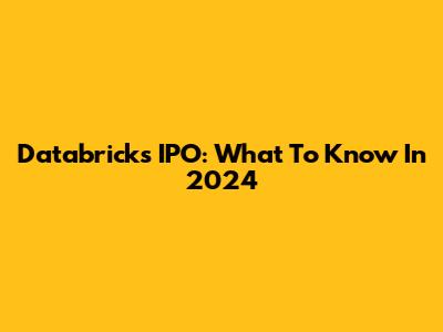 Databricks IPO: What To Know In 2024