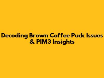 Decoding Brown Coffee Puck Issues & PIM3 Insights