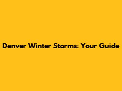 Denver Winter Storms: Your Guide