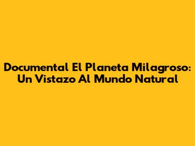 Documental El Planeta Milagroso: Un Vistazo Al Mundo Natural