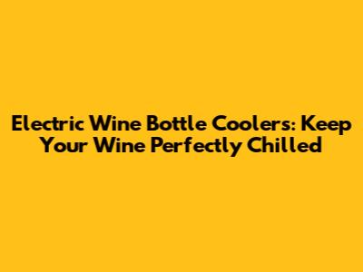 Electric Wine Bottle Coolers: Keep Your Wine Perfectly Chilled