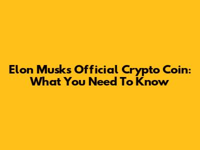 Elon Musk's Official Crypto Coin: What You Need To Know