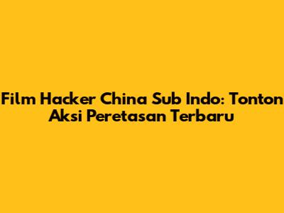 Film Hacker China Sub Indo: Tonton Aksi Peretasan Terbaru