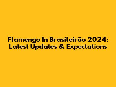 Flamengo In Brasileirão 2024: Latest Updates & Expectations
