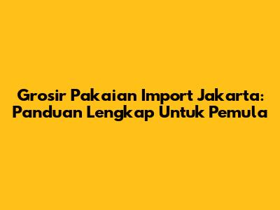 Grosir Pakaian Import Jakarta: Panduan Lengkap Untuk Pemula