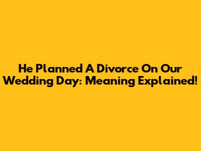 He Planned A Divorce On Our Wedding Day: Meaning Explained!