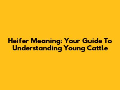 Heifer Meaning: Your Guide To Understanding Young Cattle