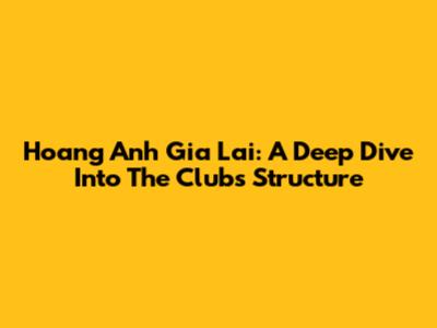 Hoang Anh Gia Lai: A Deep Dive Into The Club's Structure