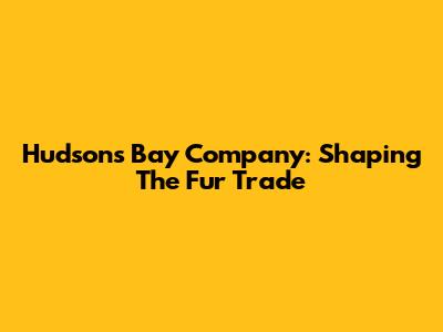 Hudson's Bay Company: Shaping The Fur Trade