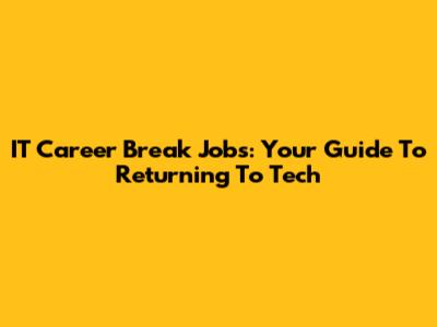 IT Career Break Jobs: Your Guide To Returning To Tech