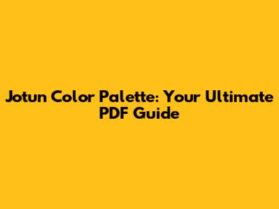 Jotun Color Palette: Your Ultimate PDF Guide