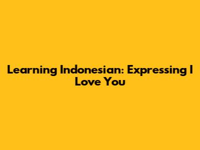 Learning Indonesian: Expressing 'I Love You'