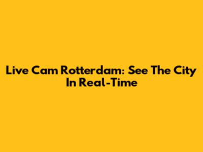 Live Cam Rotterdam: See The City In Real-Time