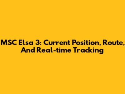 MSC Elsa 3: Current Position, Route, And Real-time Tracking