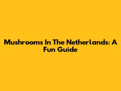 Mushrooms In The Netherlands: A Fun Guide