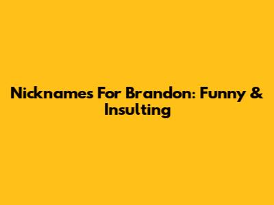 Nicknames For Brandon: Funny & Insulting