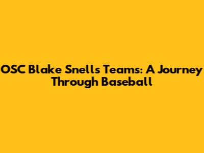 OSC Blake Snell's Teams: A Journey Through Baseball