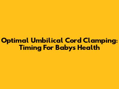 Optimal Umbilical Cord Clamping: Timing For Baby's Health