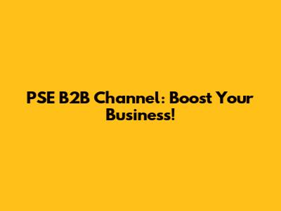 PSE B2B Channel: Boost Your Business!