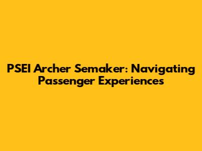 PSEI Archer Semaker: Navigating Passenger Experiences