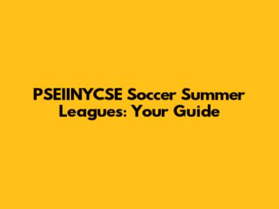 PSEIINYCSE Soccer Summer Leagues: Your Guide