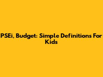 PSEi, Budget: Simple Definitions For Kids