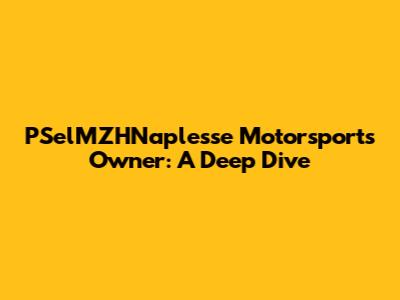 PSelMZHNaplesse Motorsports Owner: A Deep Dive