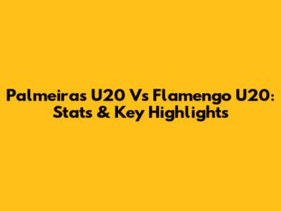 Palmeiras U20 Vs Flamengo U20: Stats & Key Highlights