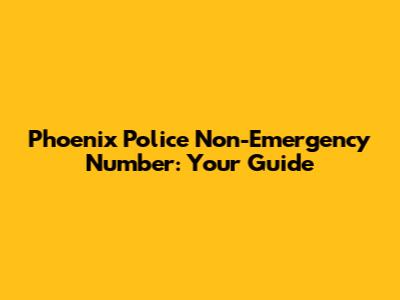 Phoenix Police Non-Emergency Number: Your Guide