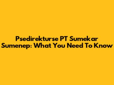Psedirekturse PT Sumekar Sumenep: What You Need To Know