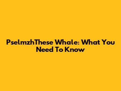 PselmzhThese Whale: What You Need To Know