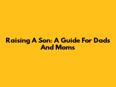 Raising A Son: A Guide For Dads And Moms