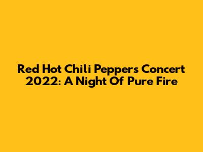 Red Hot Chili Peppers Concert 2022: A Night Of Pure Fire