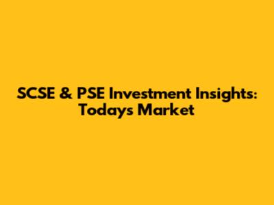 SCSE & PSE Investment Insights: Today's Market