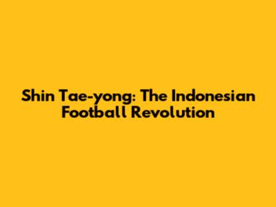 Shin Tae-yong: The Indonesian Football Revolution