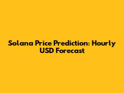 Solana Price Prediction: Hourly USD Forecast