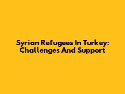 Syrian Refugees In Turkey: Challenges And Support