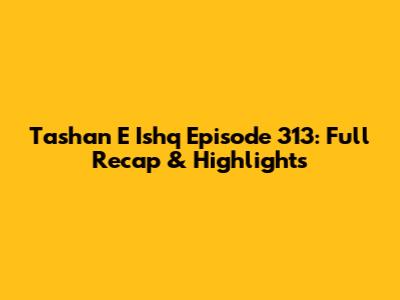 Tashan E Ishq Episode 313: Full Recap & Highlights