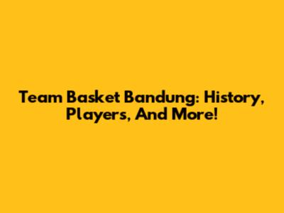 Team Basket Bandung: History, Players, And More!
